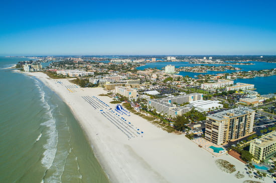 Aerial image of resorts on St Pete Beach FL