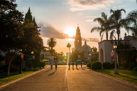 Balboa Park al tramonto, San Diego, California, USA